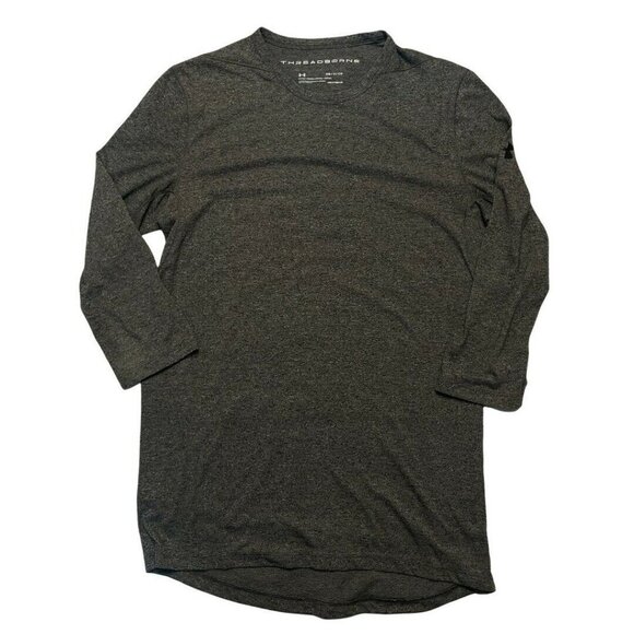 Under Armour UA Size Small Grey Threadborne Fitted 3/4 Sleeve Heat Gear … - Picture 2 of 11